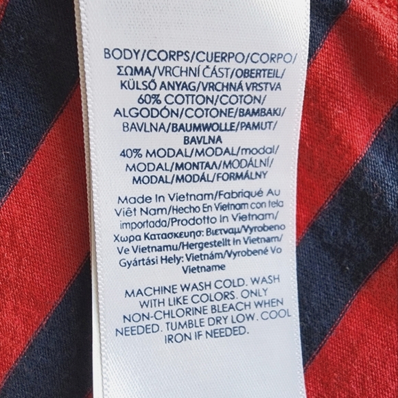 Chaps Pre-loved Plus-size XXL Blue & Red Stripe Pattern, Round Neck Tshirt - Picture 9 of 12